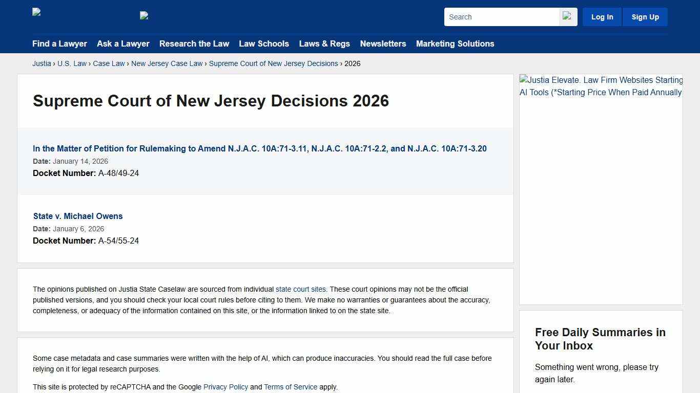 2026 :: Supreme Court of New Jersey Decisions :: New Jersey Case Law :: New Jersey Law :: U.S. Law :: Justia