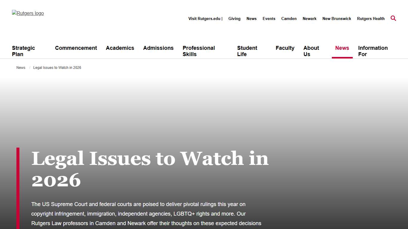 Legal Issues to Watch in 2026 | Rutgers Law School