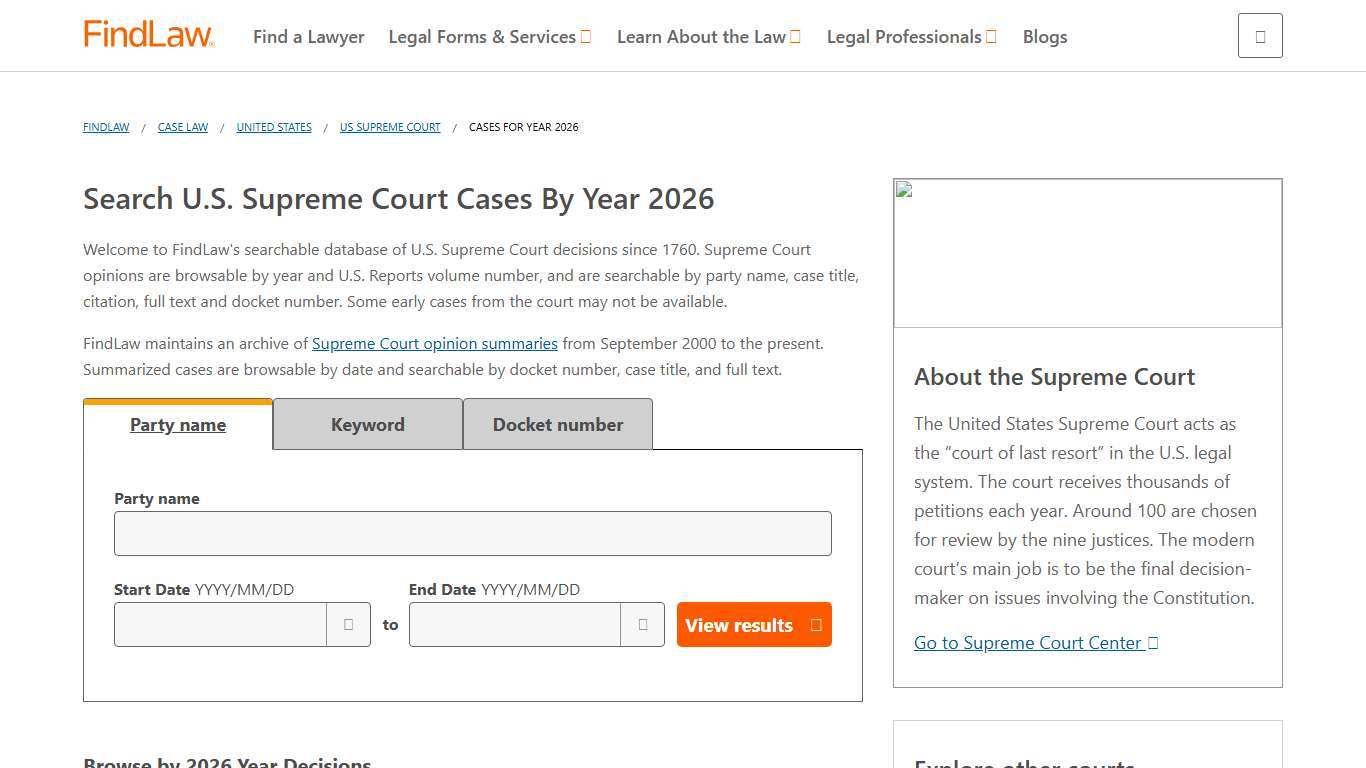 Year 2026: US Supreme Court Cases | FindLaw